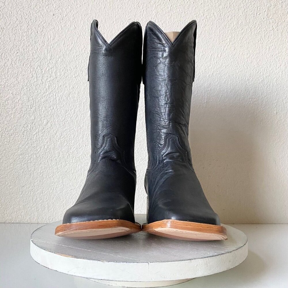 Classic Black Leather Cowboy Boots - Picture 5 of 10